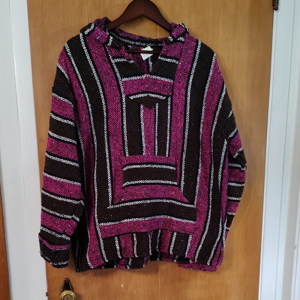 Women's Pink and Black Striped pullover
